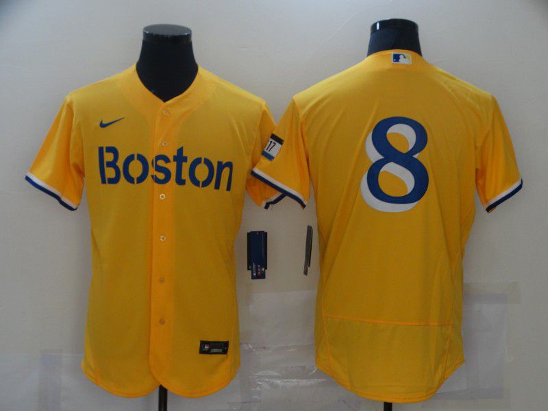 Men Boston Red Sox 8 No name Yellow Elite 2021 Nike MLB Jerseys